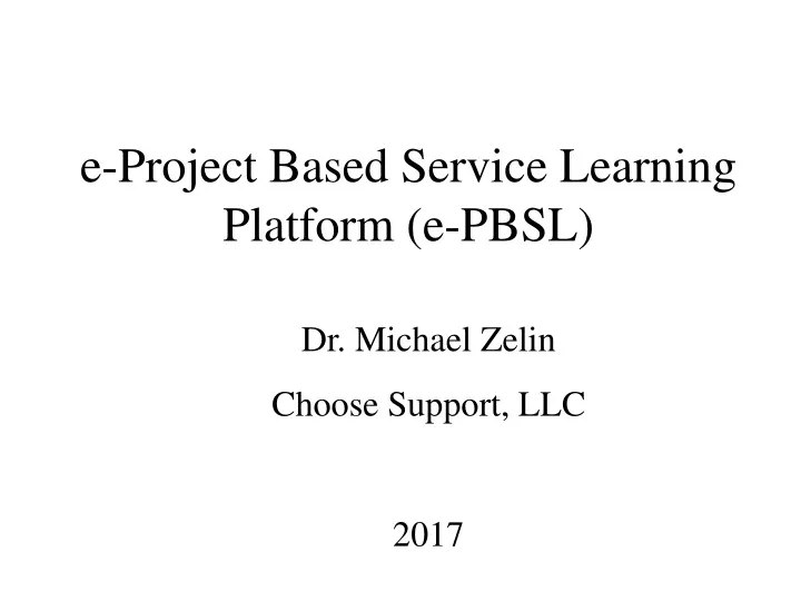e project based service learning platform e pbsl