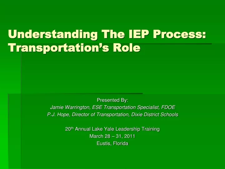 understanding the iep process transportation s role