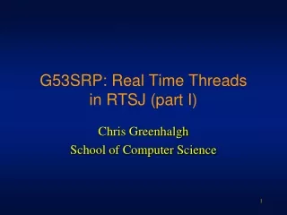 G53SRP: Real Time Threads  in RTSJ (part I)