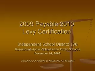 2009 Payable 2010 Levy Certification