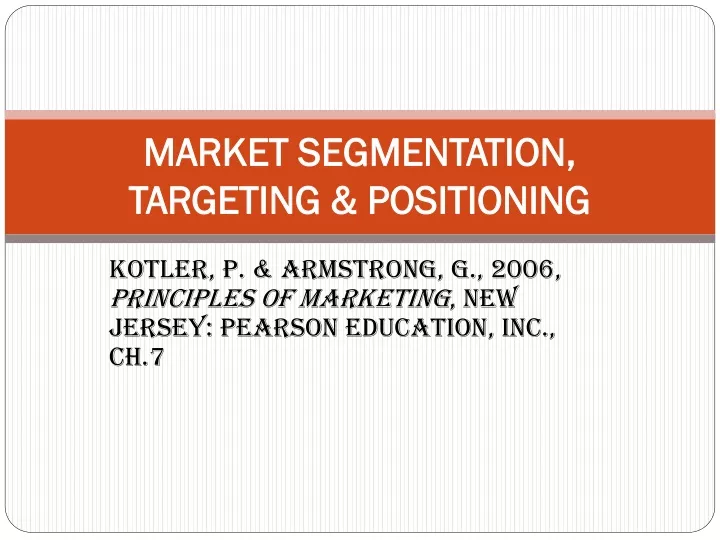 market segmentation targeting positioning