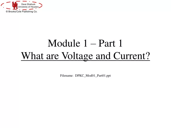 module 1 part 1 what are voltage and current