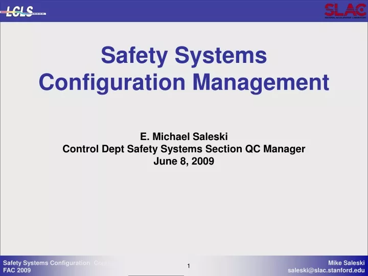 safety systems configuration management
