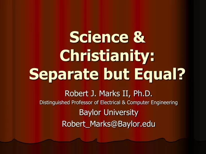 science christianity separate but equal