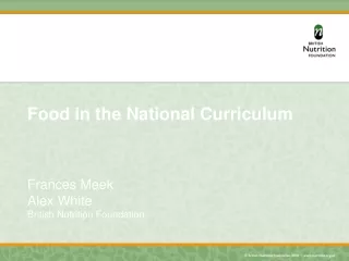 Food in the National Curriculum