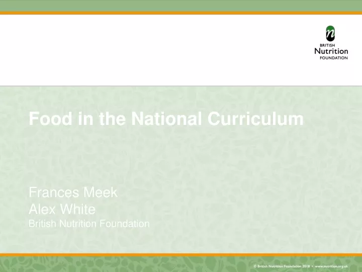 food in the national curriculum