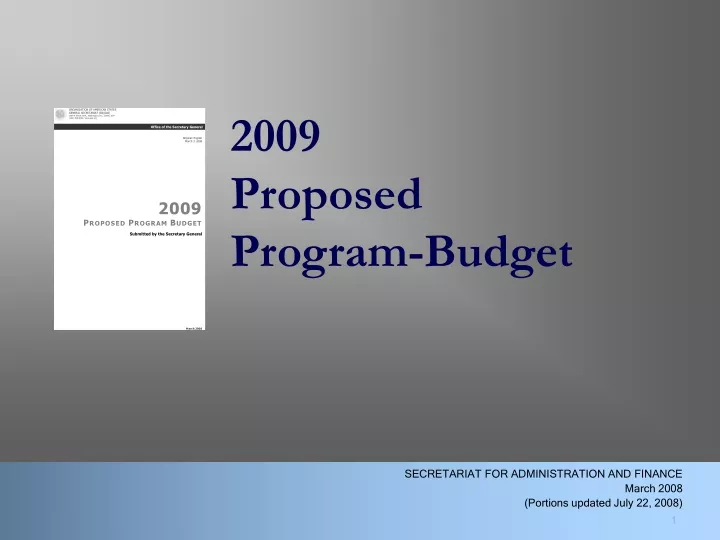 2009 proposed program budget
