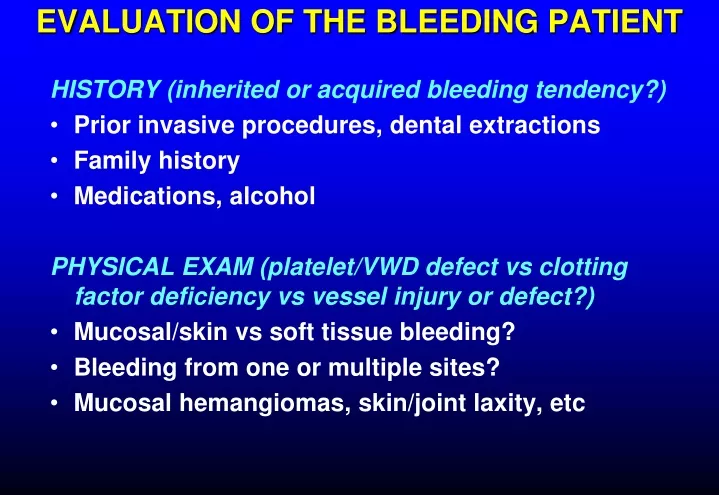 evaluation of the bleeding patient