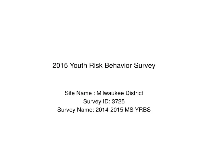2015 youth risk behavior survey
