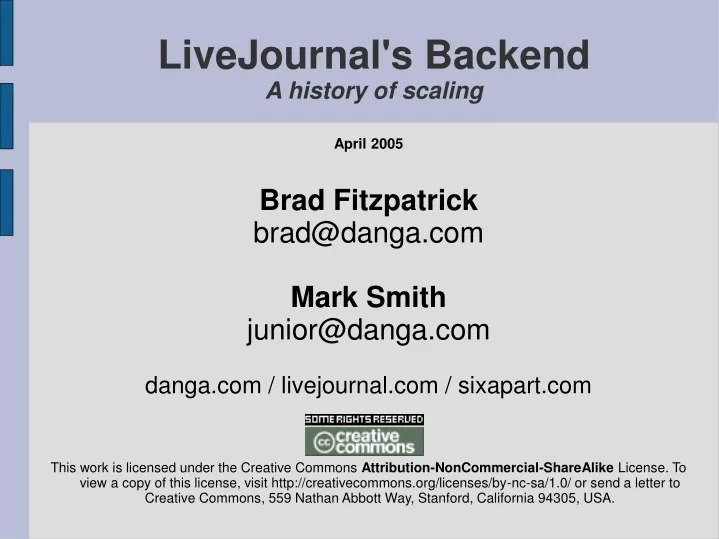livejournal s backend a history of scaling