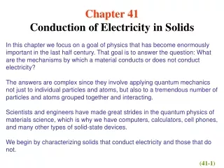 Chapter 41 Conduction of Electricity in Solids