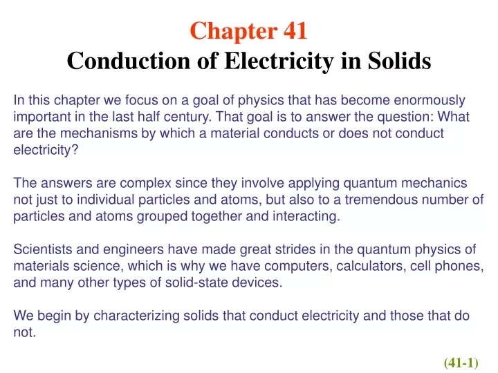 chapter 41 conduction of electricity in solids