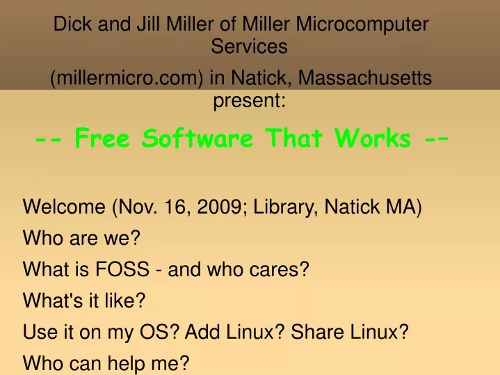 dick and jill miller of miller microcomputer