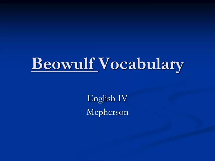 beowulf vocabulary