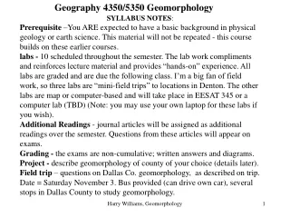 Geography 4350/5350 Geomorphology