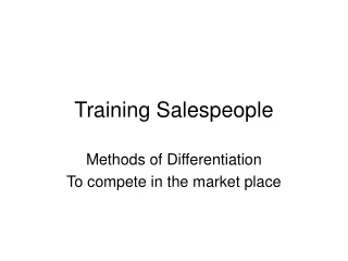 Training Salespeople