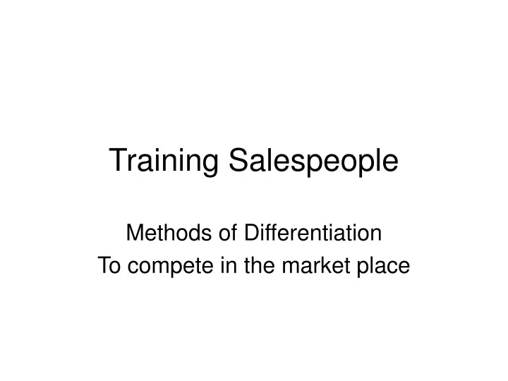 training salespeople
