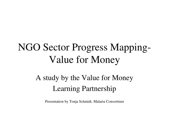 ngo sector progress mapping value for money