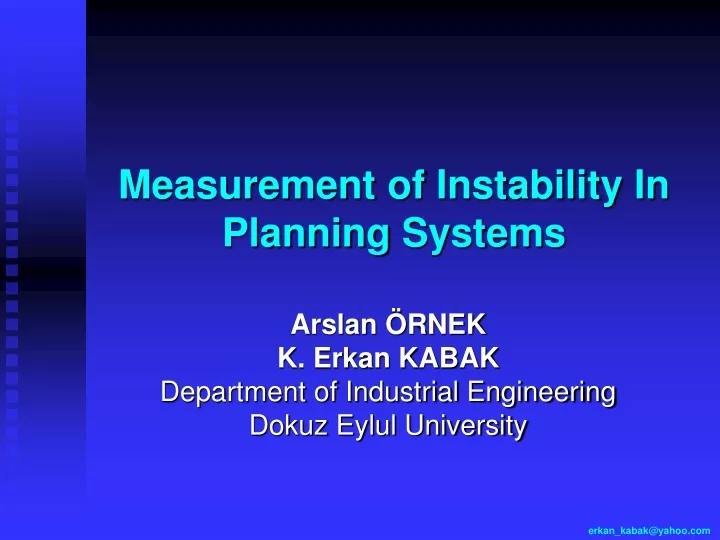 measurement of instability in planning systems