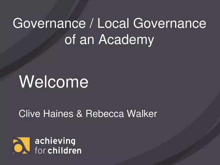 governance local governance of an academy