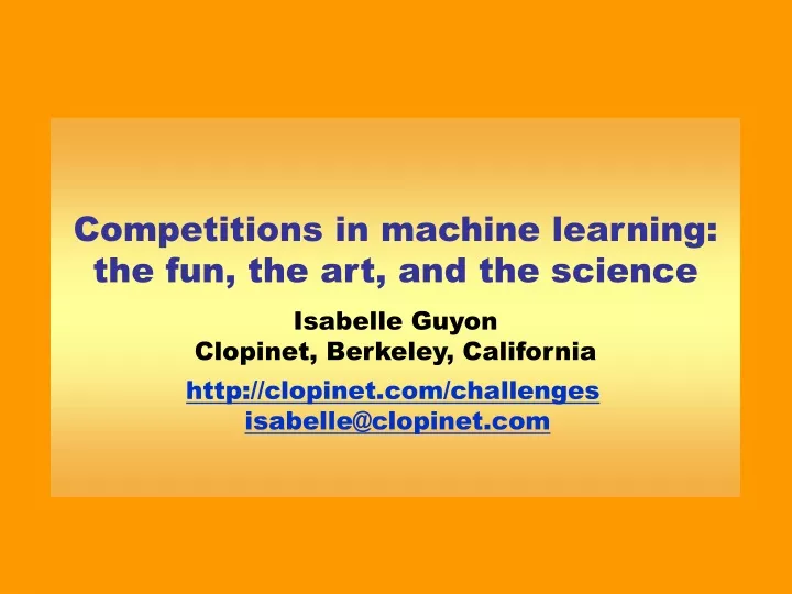 competitions in machine learning