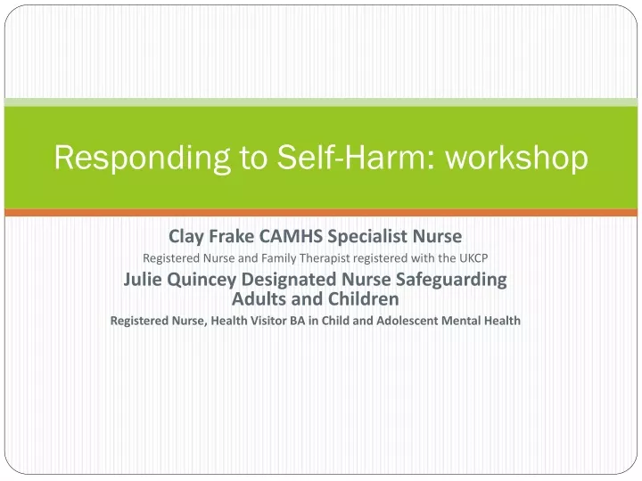 responding to self harm workshop
