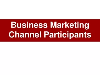 Business Marketing  Channel Participants