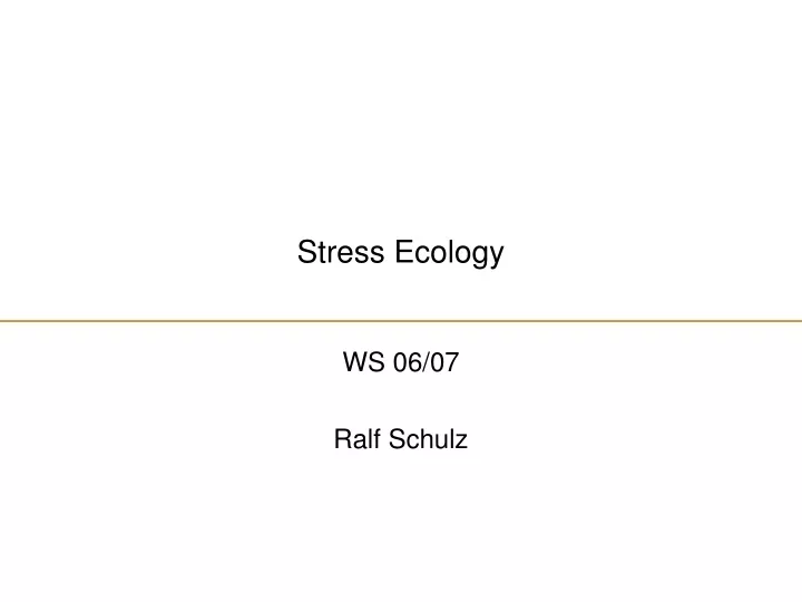 stress ecology