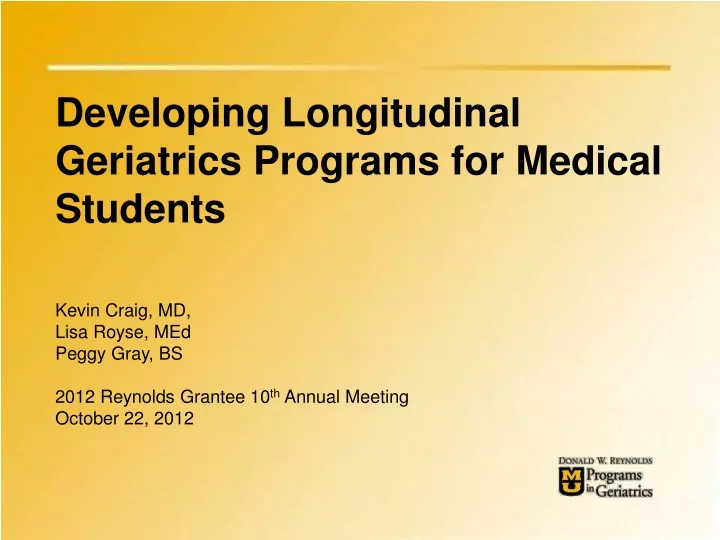 developing longitudinal geriatrics programs