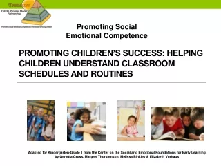 Promoting Children’s Success: Helping Children Understand Classroom Schedules and Routines