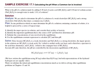 SAMPLE EXERCISE 17.1  Calculating the pH When a Common Ion Is Involved