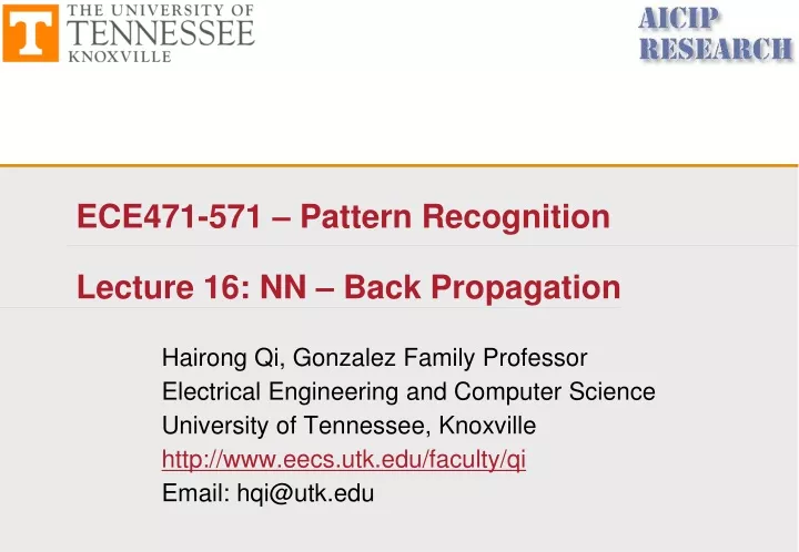 ece471 571 pattern recognition lecture 16 nn back propagation