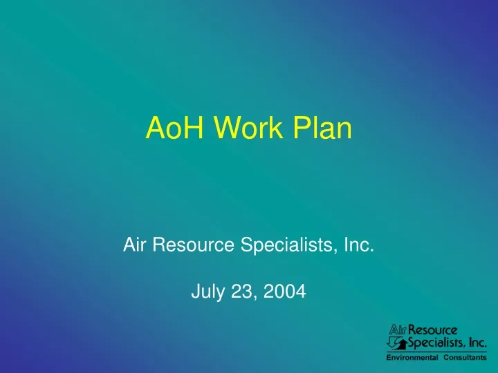 aoh work plan