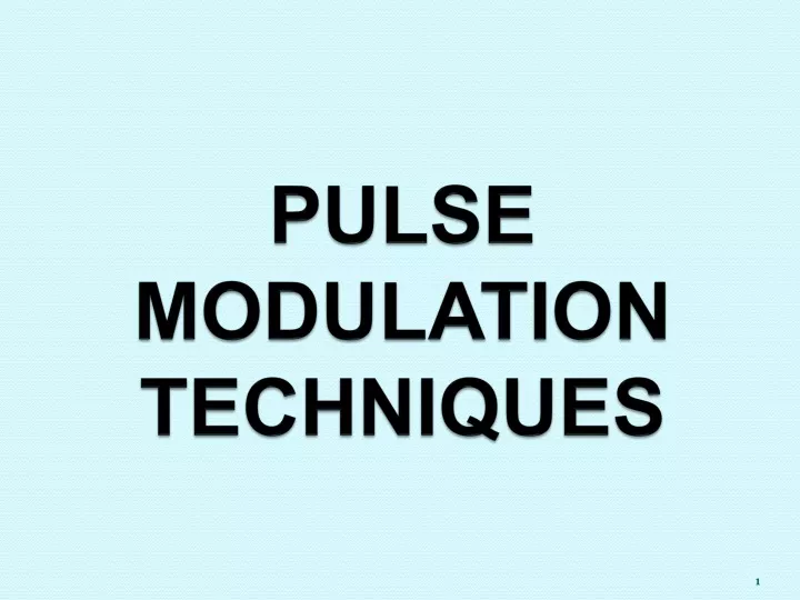 pulse modulation techniques