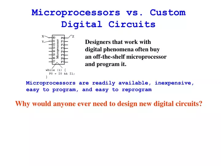 microprocessors vs custom digital circuits