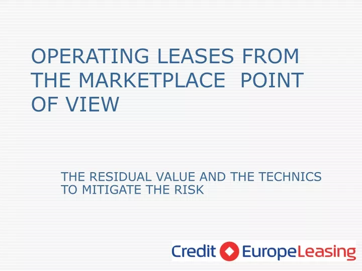 operating leases from the marketplace point of view