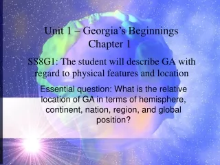 SS8G1: The student will describe GA with regard to physical features and location