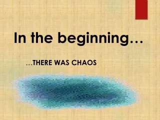 In the beginning…