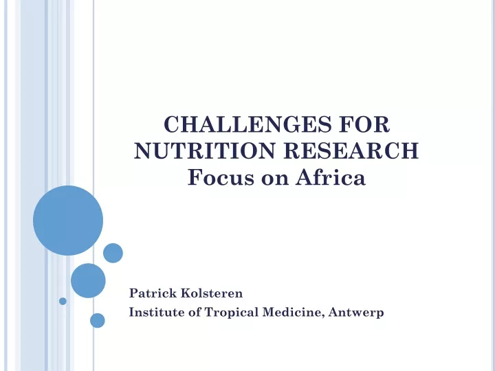 challenges for nutrition research focus on africa