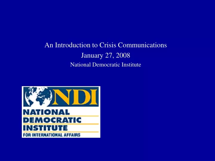 an introduction to crisis communications january