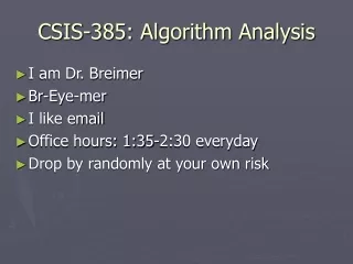 CSIS-385: Algorithm Analysis