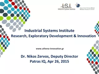 Industrial Systems Institute Research, Exploratory Development &amp; Innovation