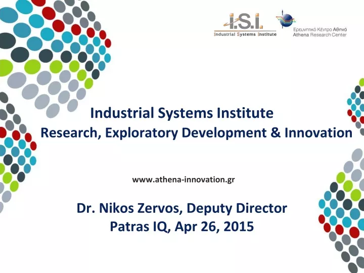 industrial systems institute research exploratory development innovation
