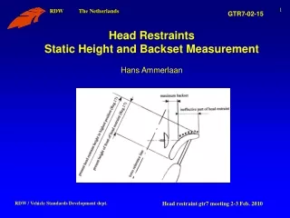 Head Restraints Static Height and Backset Measurement Hans Ammerlaan