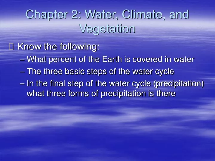 chapter 2 water climate and vegetation