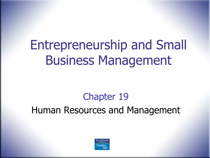 entrepreneurship and small business management