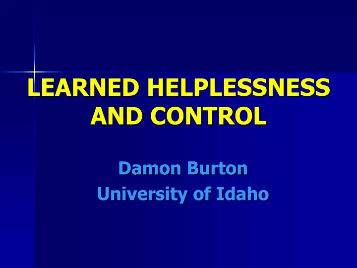 learned helplessness and control