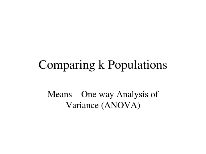 comparing k populations