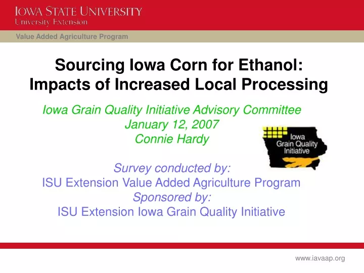 sourcing iowa corn for ethanol impacts of increased local processing
