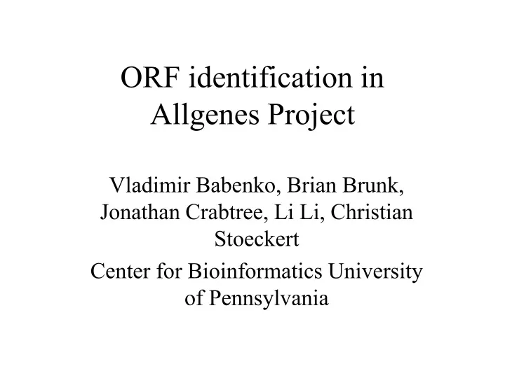 orf identification in allgenes project